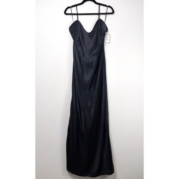 NWT Birgitte Herskind Timo Silk Maxi Slip Dress 40 Black 8 Maternity Friendly - Picture 3 of 10